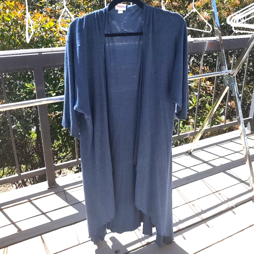LuLaRoe Shirley Kimono Duster Cardigan Sweater Blue Medium